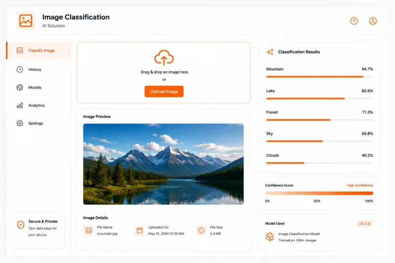 Image Classification solution interface
