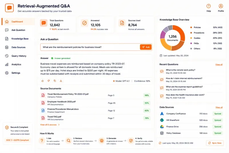 Retrieval-Augmented Q&A solution interface