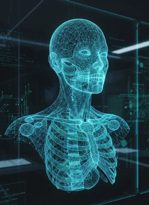 Sample image — an anatomical visualisation rendered in wireframe